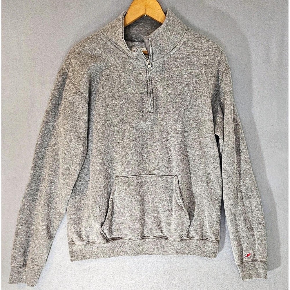 League Quarter Zip Gray Sweatshirt M Gorpcore Indie Athleisure Preppy Pullover